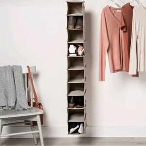10-Shelf Hanging Shoe Organizer - cream canvas